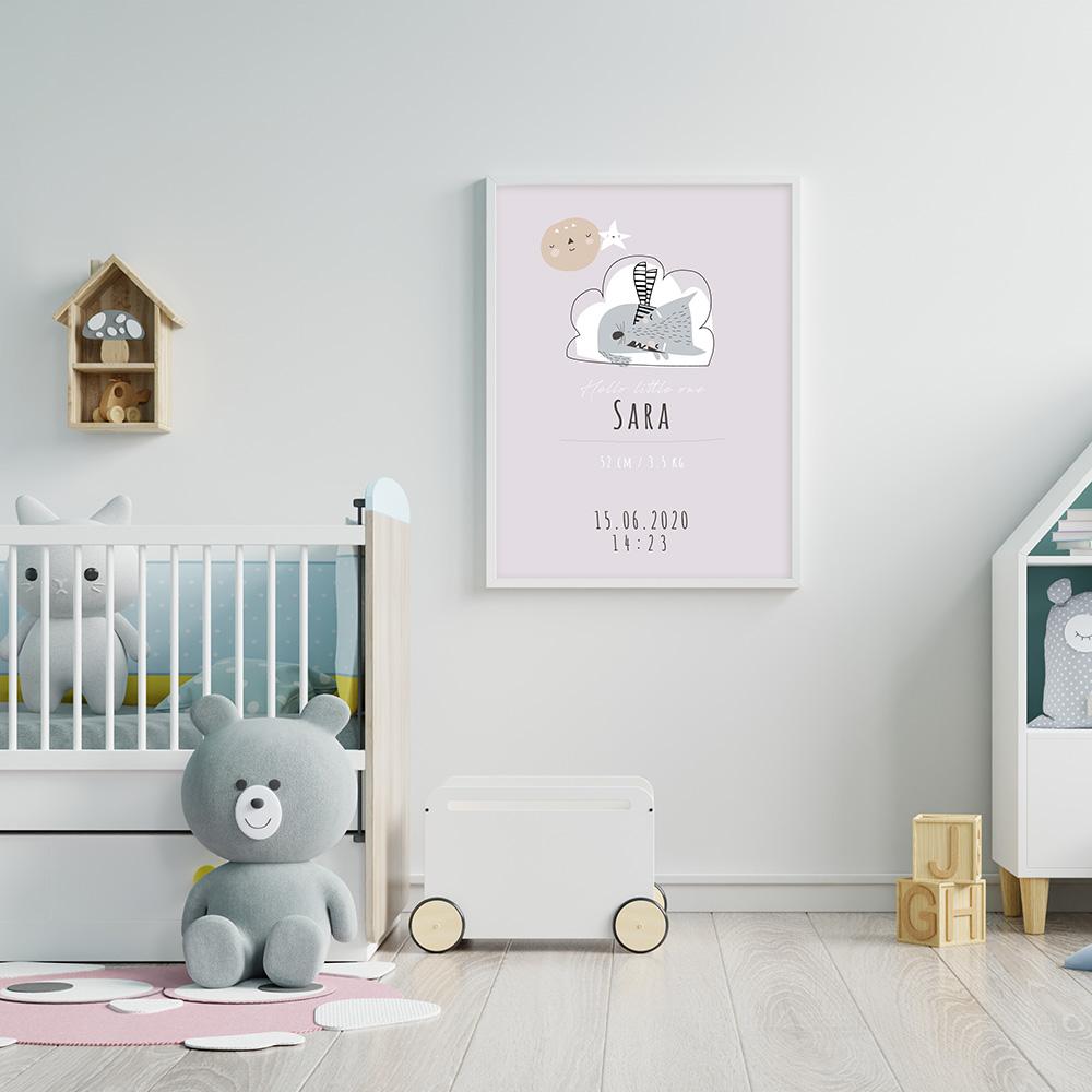 Sleeping Buddy Birth Poster Happy Buddy 30X40 Alex Black