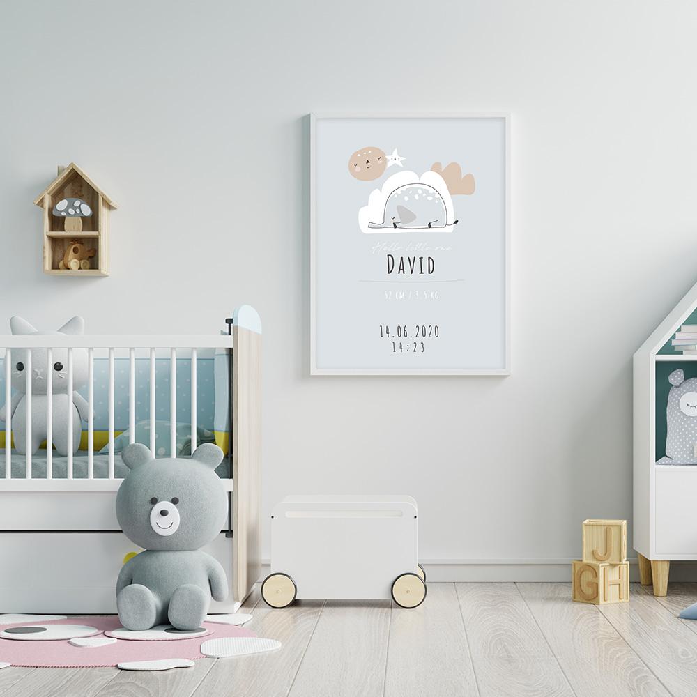 Sleeping Buddy Birth Poster Happy Buddy 30X40 Leo Black